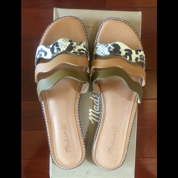 Madewell Wavy Sandals in Snake Embossed Leather